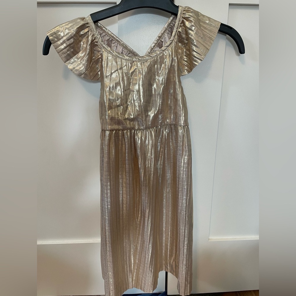 Girls Crewcuts gold pleated dress, size 6, excellent condition